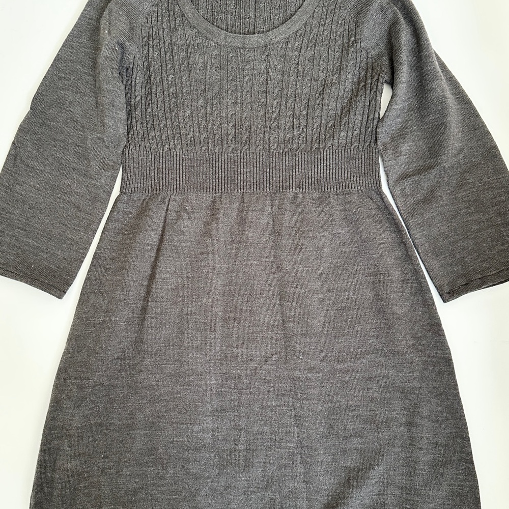 London Times Gray Knit Sweater Dress